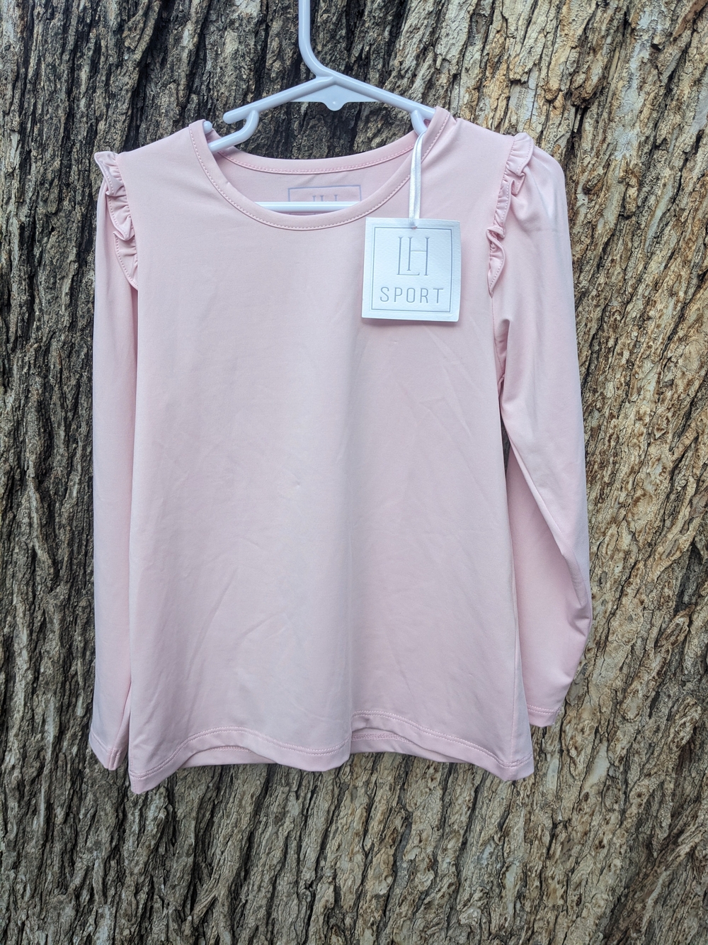 Girls' Long-Sleeve Ruffle Shoulder Top - Blush Pink